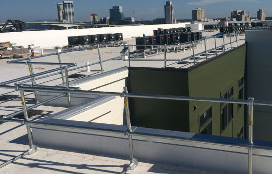 Rooftop Railing Depicting Flexibility of KeeGuard System From Kee Safety