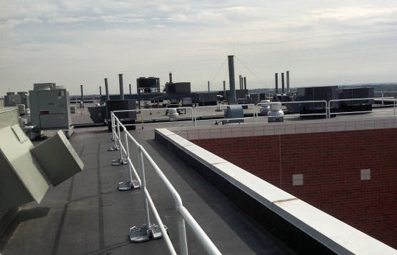 Perimeter Roof-Edge Rail System For Fall Protection While Maintaining Equipment