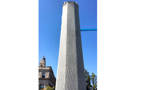 Cocoon-Like Debris Containment Netting on Old Police Barracks Incinerator Smokestack, East Orange, NJ