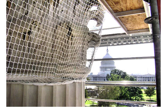 Debris Net For Falling Mortar On U.S. Supreme Court Building Restoration