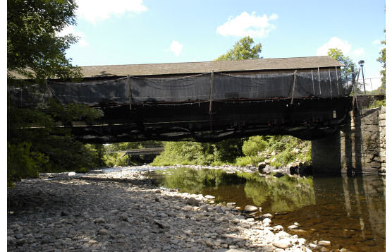 Cantilever Debris Netting On Historic Comstock Covered Bridge, East Hampton, CT Cantilever Debris Netting On Historic Comstock Covered Bridge, East Hampton, CT