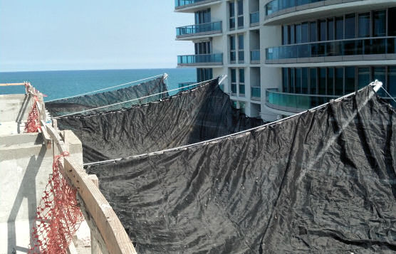 Horizontal Perimeter Netting Installation For Falling Debris On Construction Jobsites