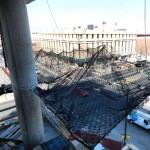 New High-Rise Construction With Personnel Cantilevered Net System On Building Exterior