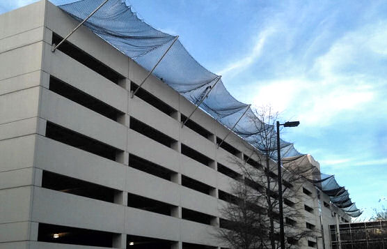 Fall Protection Netting Installed During Parking Garage Expansion, Carolina Medical Center, Charlotte, NC