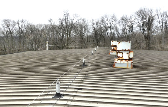 Horizontal Cable Lifeline Installation For Old or Sloped Rooftop Horizontal Cable Lifeline Installation For Old or Sloped Rooftop