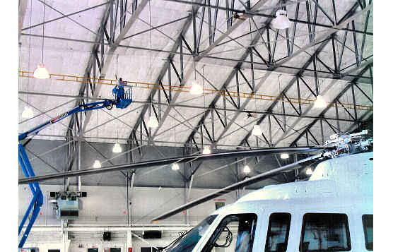 Rigid and Fixed-Track Lifeline Installed In Low Fall Clearance In Aircraft Hangar For Fortune 500 Oil and Energy Company