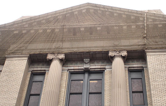 Debris Containment Netting Installation During Restoration of Passaic County Courthouse, Passaic, NJ