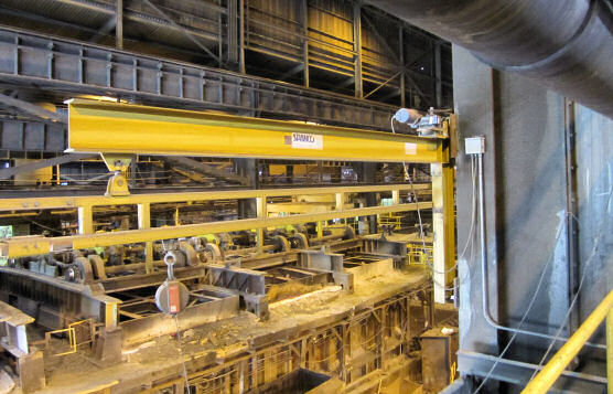 Swing Arm With Fixed-Track Lifeline While Loading In Steel Manufacturing Plant