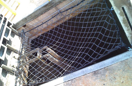 Fall Protection Safety Netting Over Open Hatch at Utility Plant
