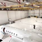 Rigid Overhead Fixed-Track Lifelines For Maintenance Work Above Aircraft In Airplane Hangar