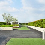 Green Roof With Structural Supports For Horizontal Lifeline 42 Inches From Parapet Wall