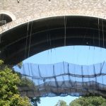 Debris nets installation during historical bridge rehabilitation project.