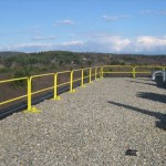 Roof edge rail systems, including portable non-penetrating guardrails, are available in a variety of modular assemblies.